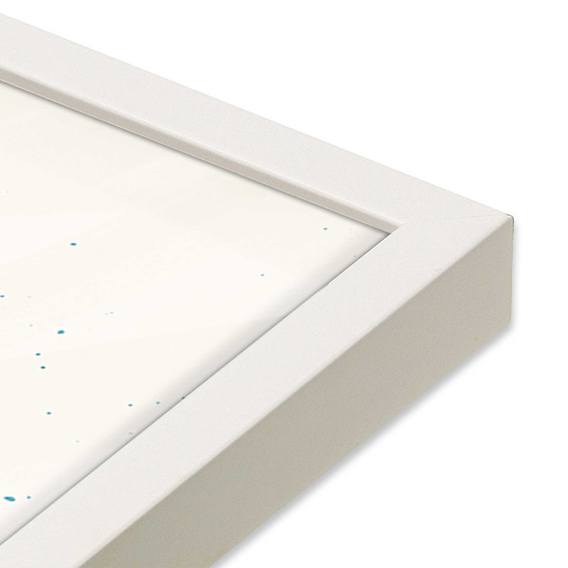 Fleurs subtiles en bleu, Cadre opaque blanc, H 21 po x l 17 po