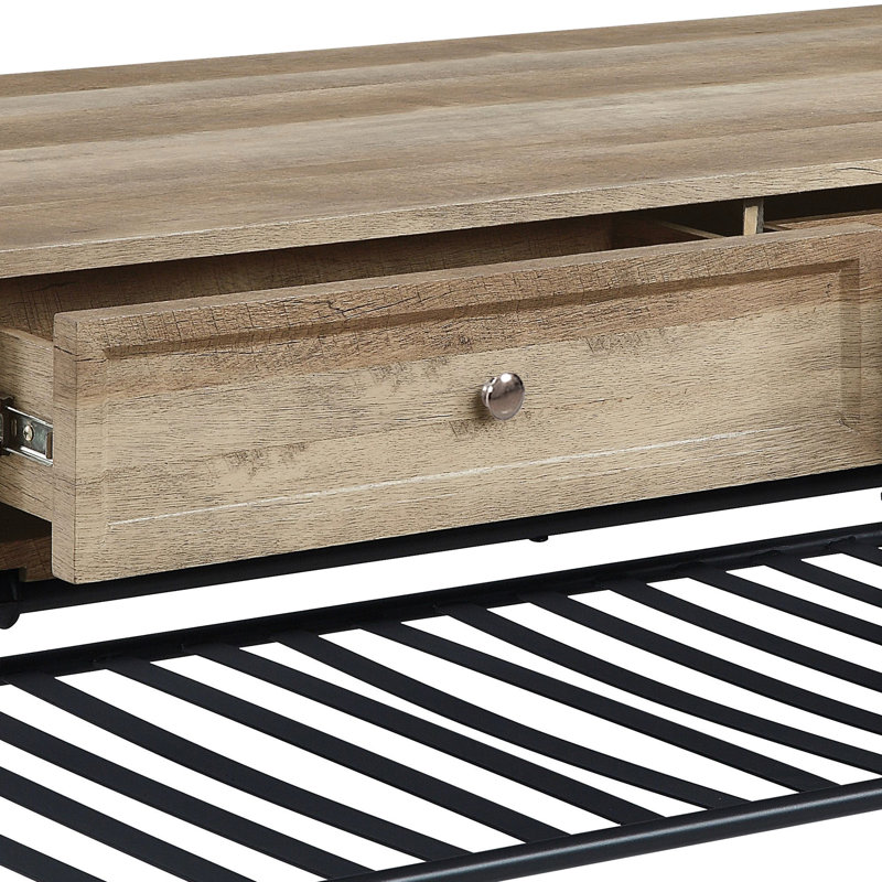 Table basse fonctionnelle de 110 lb au poids envoûtant avec chêne et gris sable