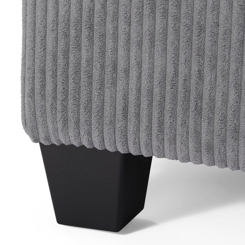 Canapé rembourré simple avec repose-pieds Corduroy, Gris