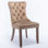 Ensemble de 2 pièces, chaise de salle à manger en bois massif touffeté kaki avec garniture cloutée