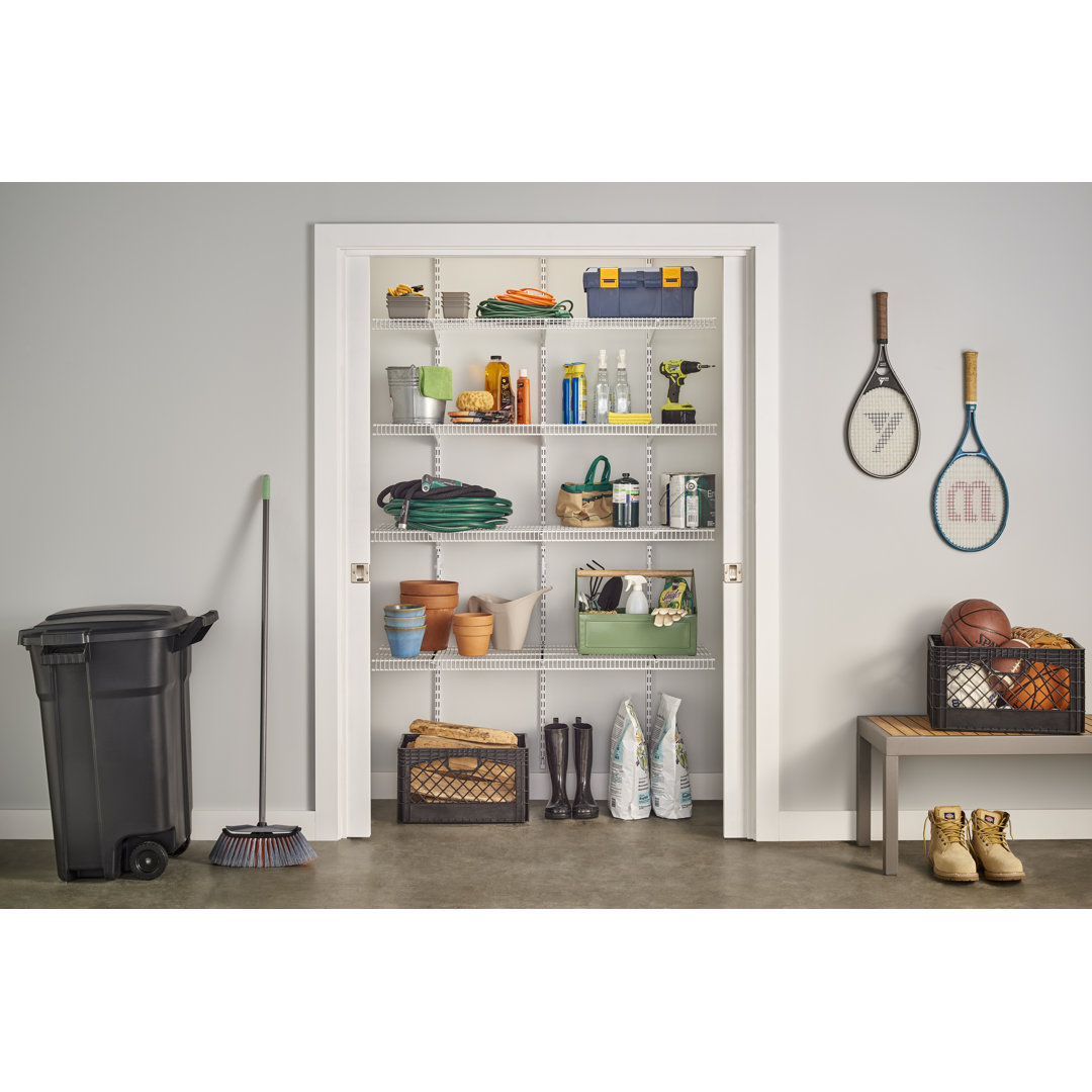 Adjustable ShelfTrack 4 Shelf Kit up to 1.2m Wide for Pantry, Garage or Utility Wire Heavy Duty 40cm Deep Shelving