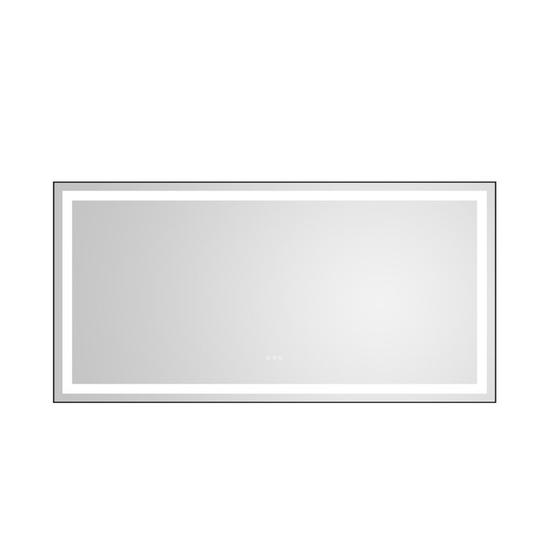 96 X 48 Inch LED Bathroom Mirror With Aluminum Frame (Includes Mirror Only), 48" x 96", Matte Black
