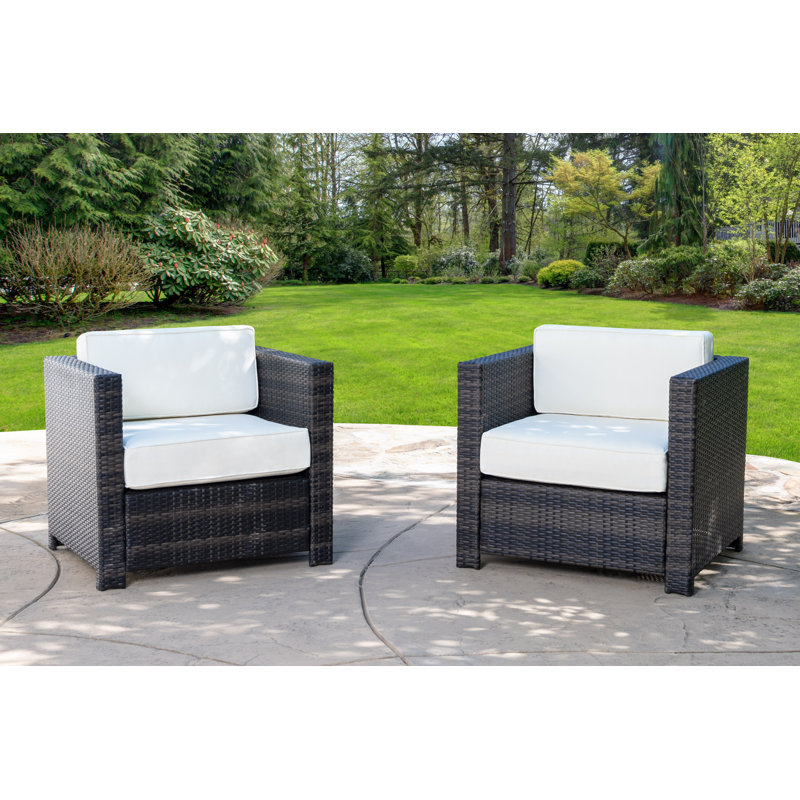 Ensemble de conversation en osier / rotin pour 2 personnes avec coussins Kezban