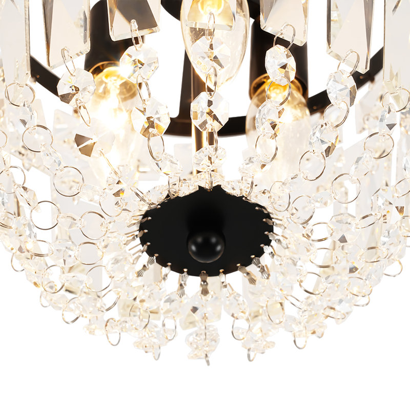 Plafonnier semi-encastré en cristal 3 lumières 9,1 po
