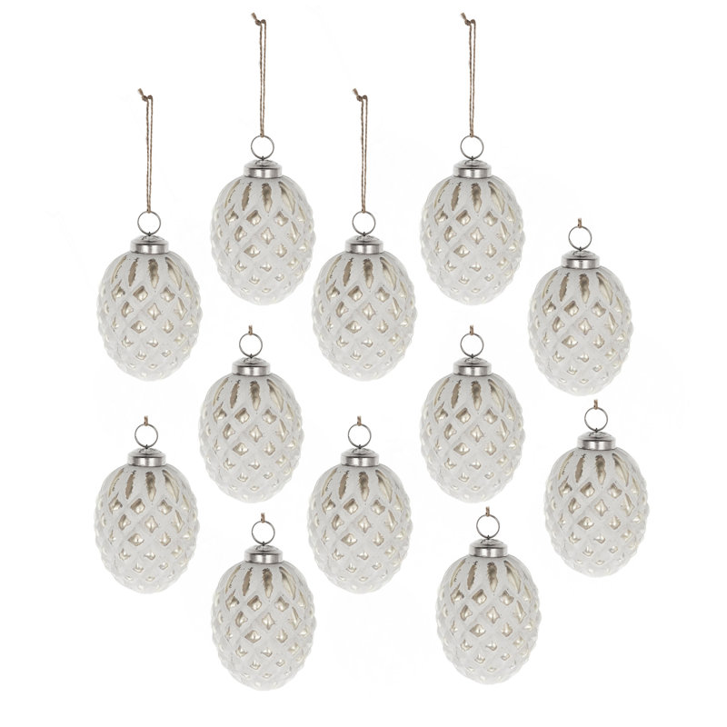 D4x4,2 "H boules de Noël, boules de Noël suspendues en verre pour décorations de fêtes, lot de 12