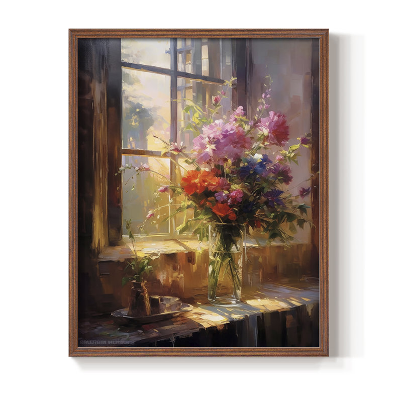 Reproduction encadrée FLORAL Series DCCL XXVII - bois massif, H 30 po x l 24 po, Noyer