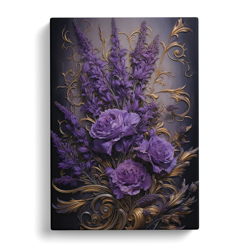 Lavender Flower Baroque Art No.2 - Wrapped Canvas, 50cm H x 35cm W x 3cm D