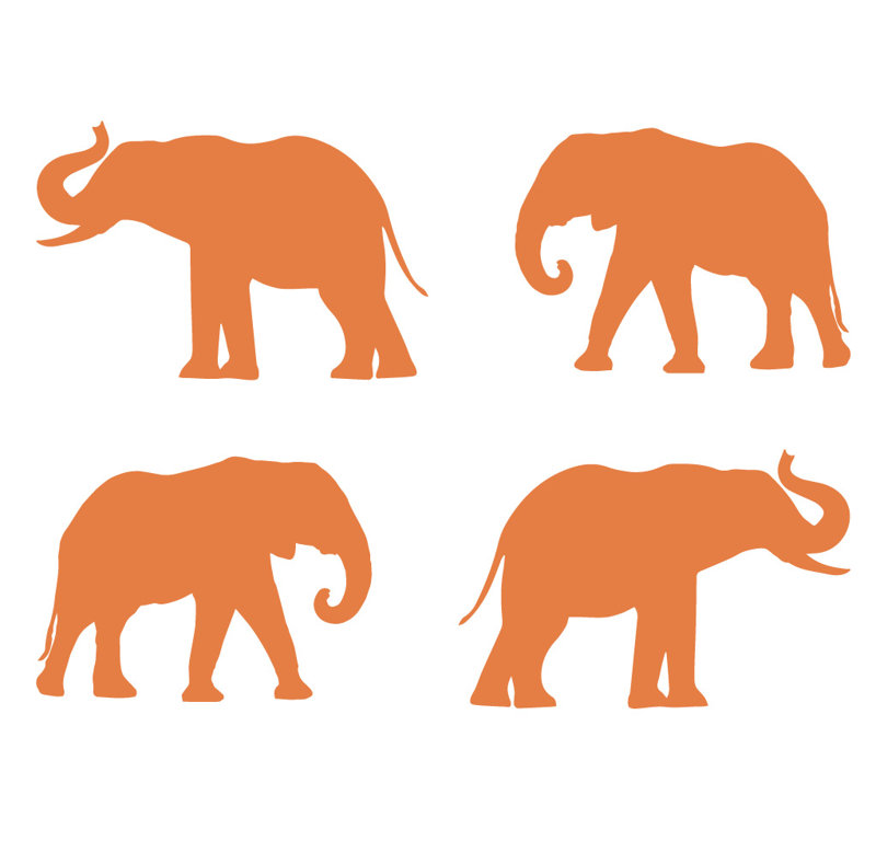 Décalcomanie murale motif éléphant, H 2,5 po x l 4 po x P 0,01 po, Kaki