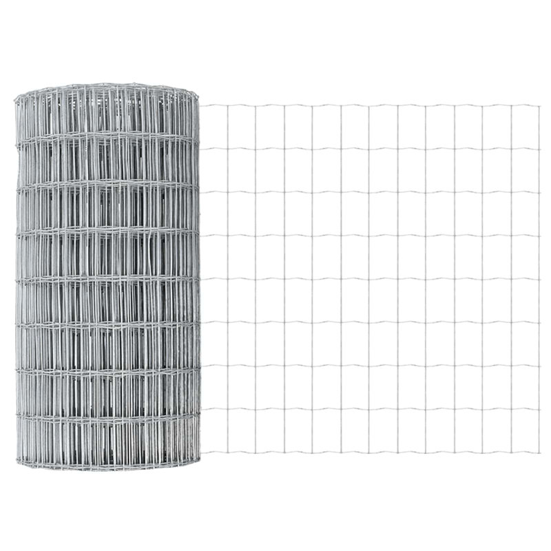 Vidaxl Fence With Posts Steel, Silver, 80cm H x 1000cm W x 2.7cm D