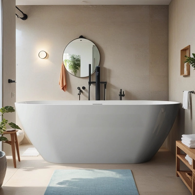 63.11'' x 28.82'' Soaking Acrylic Bathtub