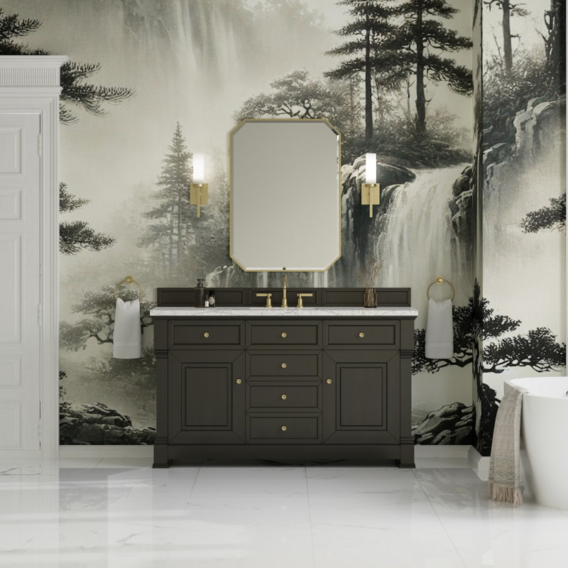Brookfield Single Vanity, Widespread, Eternal Jasmine Pearl, Black Onyx
