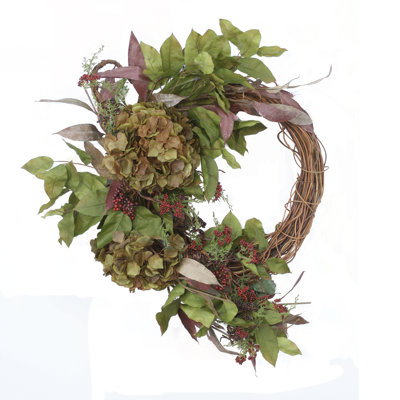 Handcrafted Faux Hydrangea Twig 25'' Wreath