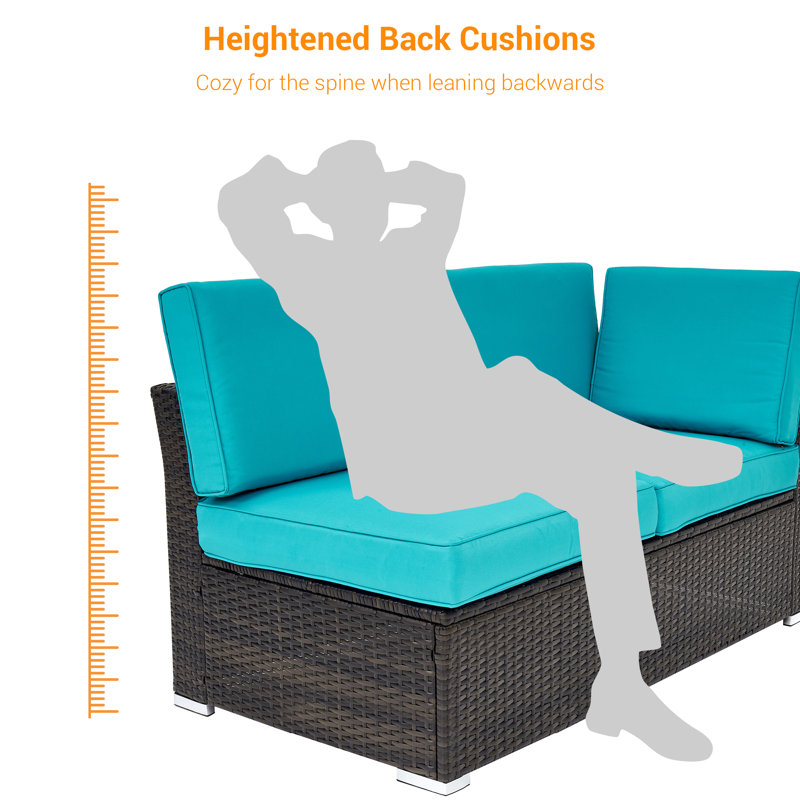 5 - Person Modular Patio Conversation Set with Cushions, Lake Blue