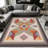 Southwest Kilim Multicolor carpet-easy to clean, machine-washable, soft and comfortable; suitable for door mats, kitchens, living rooms, bedrooms, corridors, and laundry areas. Easy to clean, durable carpet for home decoration.-129204546