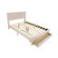 Grand lit avec velours côtelé rose, style contemporain, structure en bois massif et espace de rangement sous le comptoir, conception douce et réfléchie, sans sommier, espace