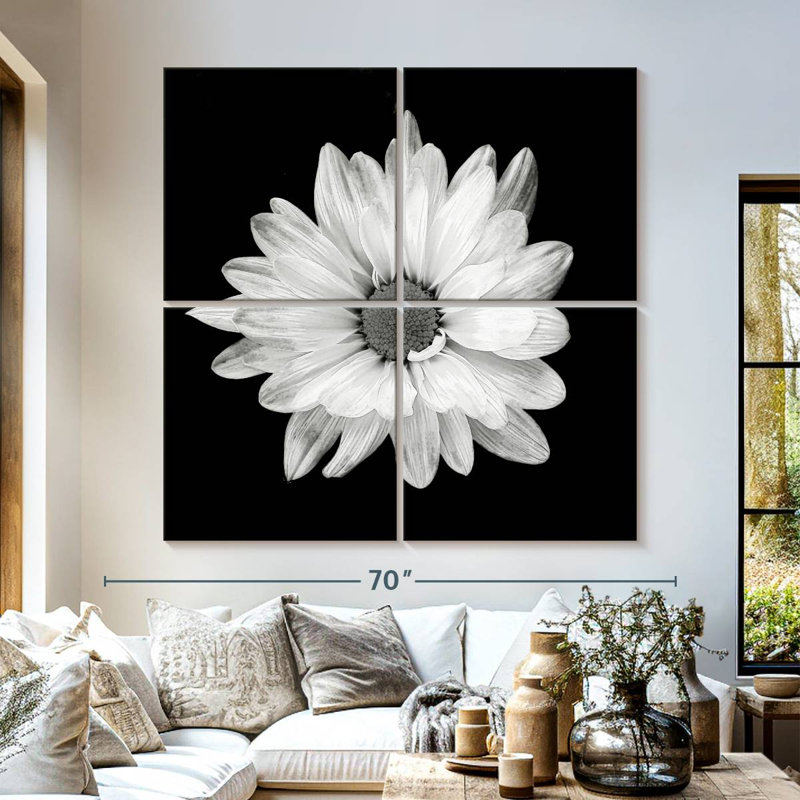 Harnek BW - marguerite blanche, H 57 po x l 57 po