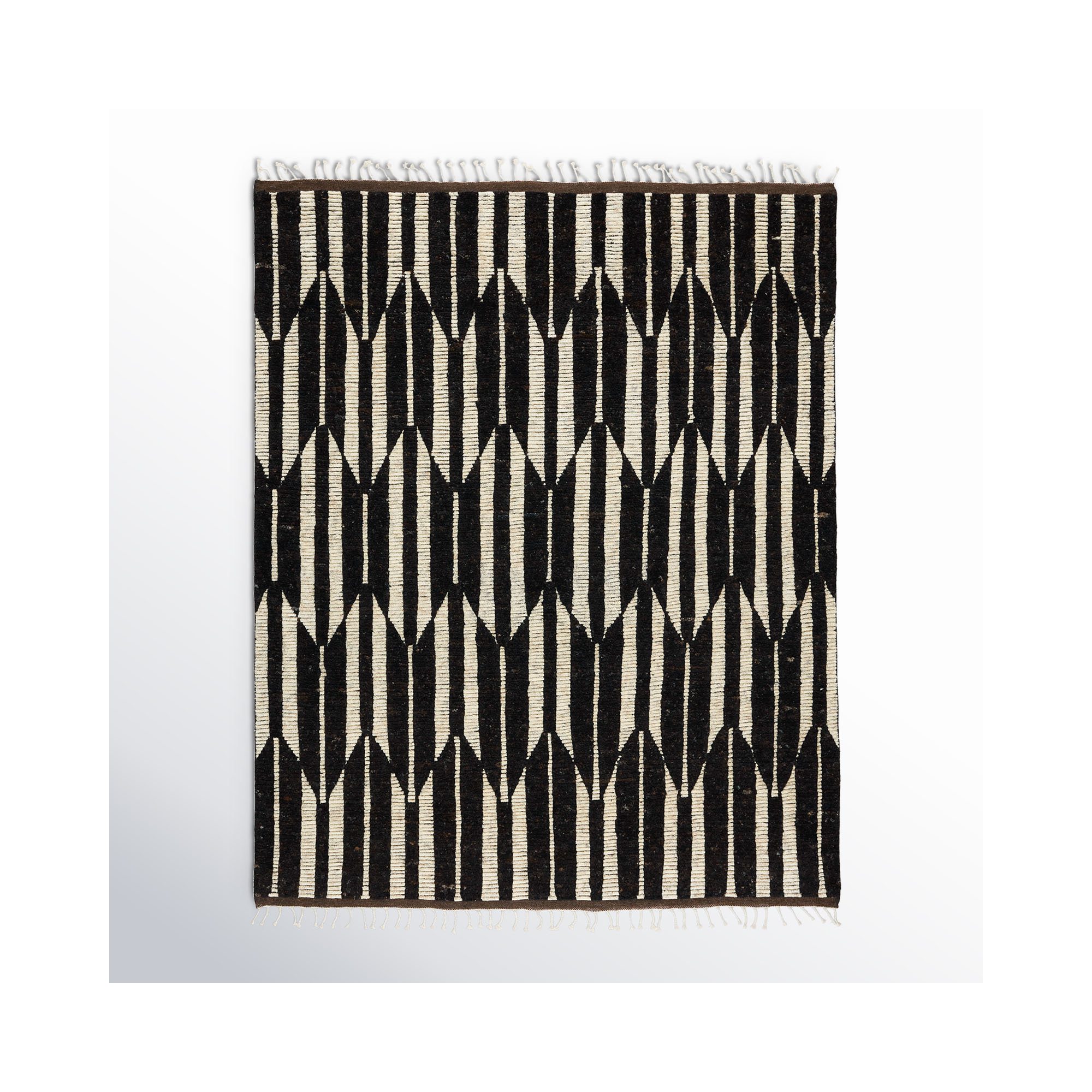 Wesler Handmade Wool Dark Brown/Ivory Rug, Rectangle 9' x 12'