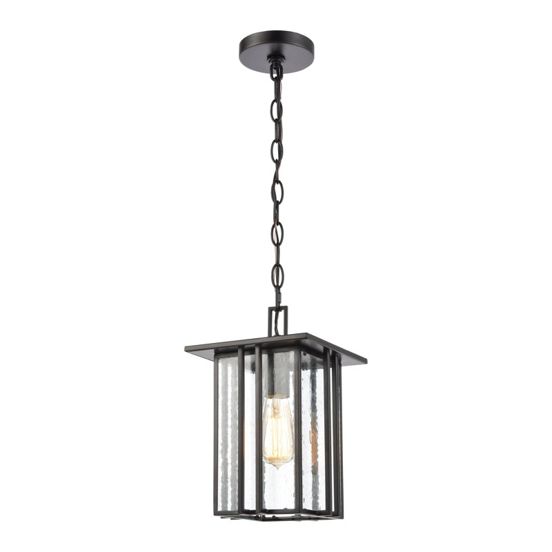 Luminaire suspendu d'extérieur 1 lumière de 8 po de large Radnor - Noir mat