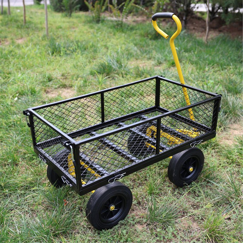 (Chariot à roues solide noir et jaune)