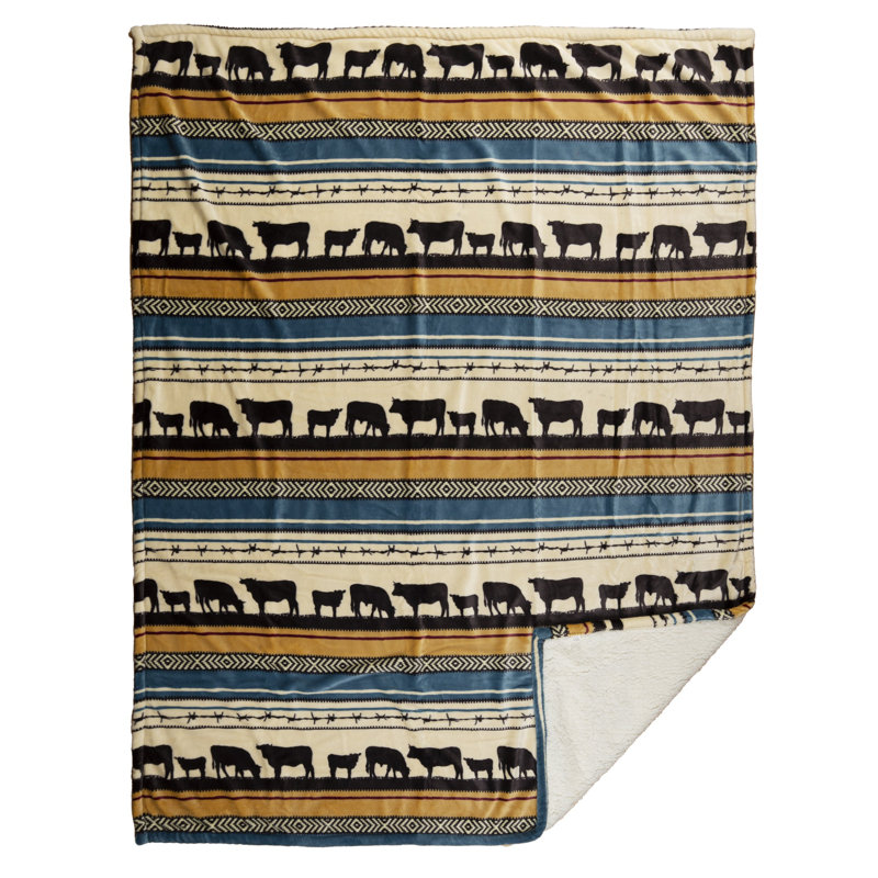 Jeté en molleton Sherpa de grande taille Carstens, Inc. 54 po x 68 po Dean Crouser, Bleu / blanc matin à la ferme