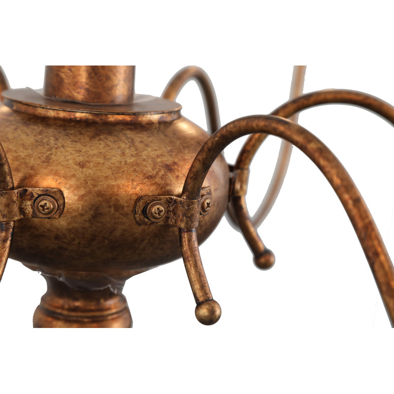 6 Lights French Country Farmhouse Vintage Copper Brass Chandelier