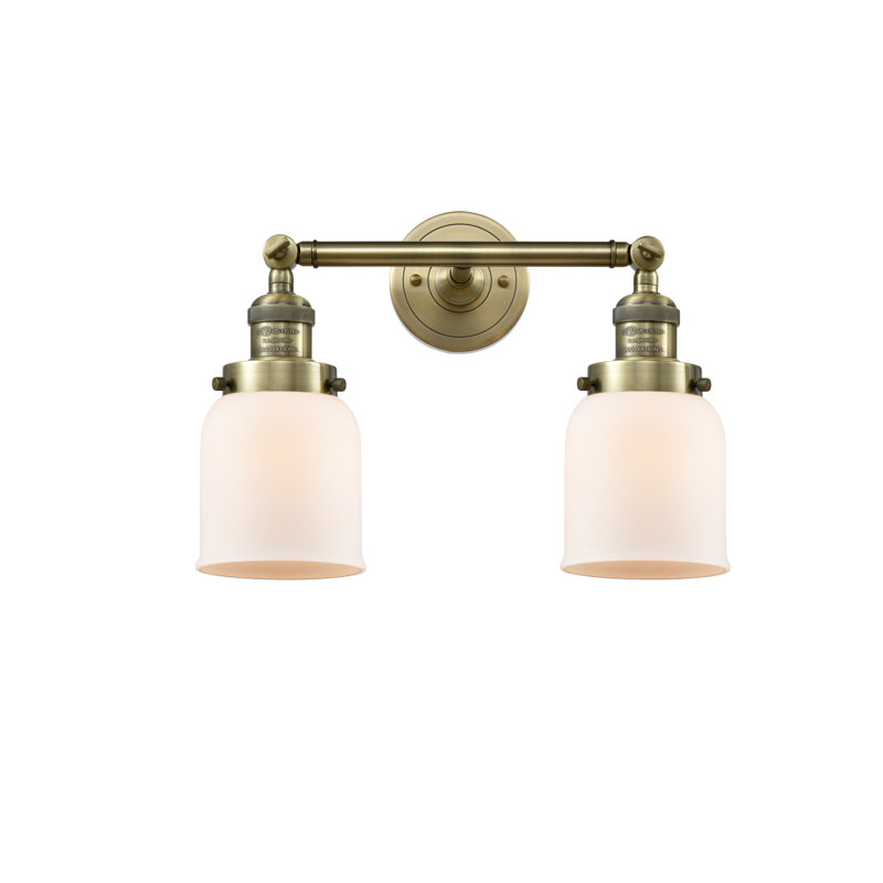 ClipperCove 2 - Light Dimmable Vanity Light, 6 Watt Vinage LED Bulb, Matte White Cased, Antique Brass
