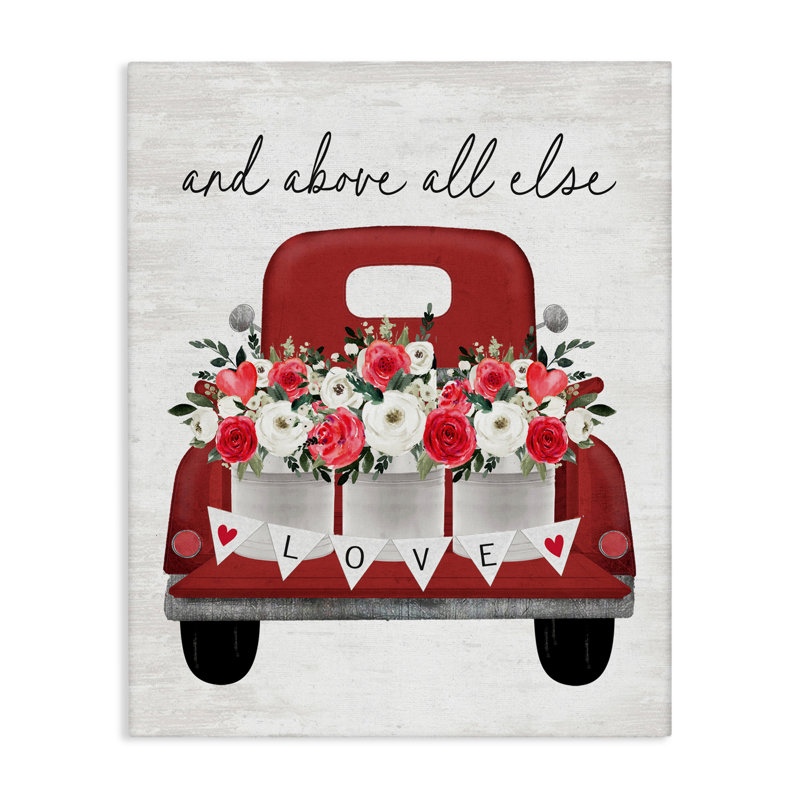 «Above All Else Romantic Truck Canvas», par Lettré et doublé, H 40 po x l 30 po