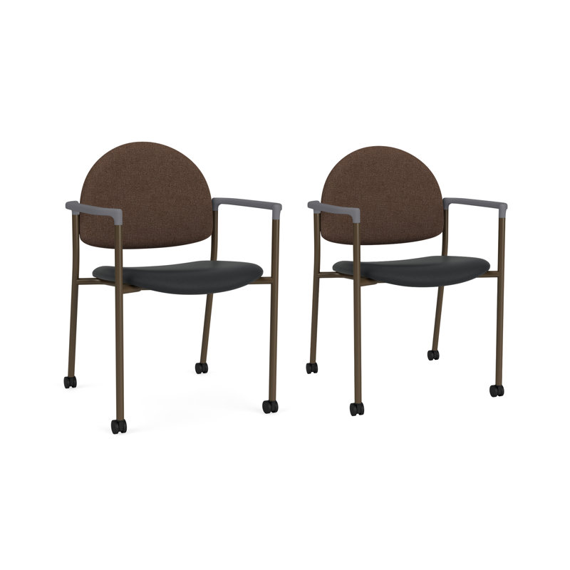 Chaise d'invité à chat avec roulettes, Bronze, Modena Graphite / Archetype Café