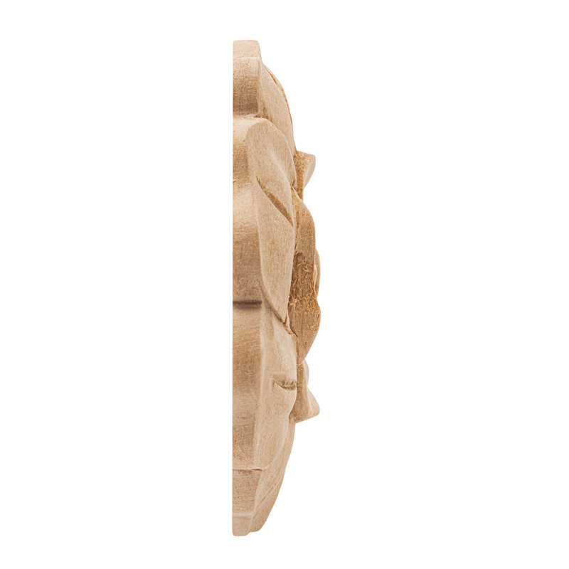 2-7/8 in Unfinished Hand Carved Alder Wood Rose Applique