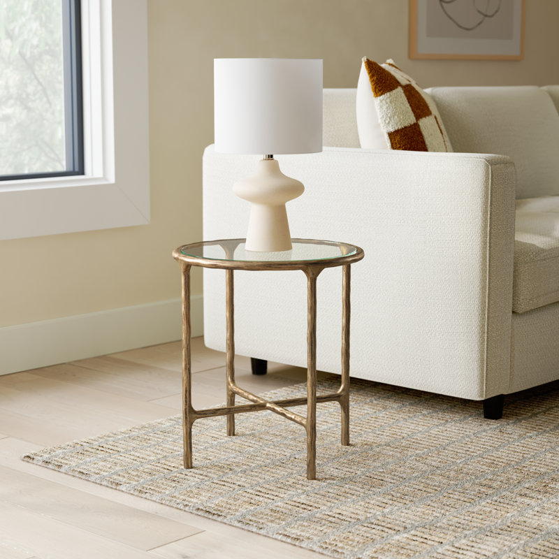 Evelynn 20" H x 18" W Iron End Table, Brass, Clear
