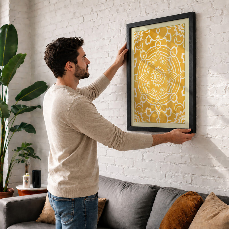 Golden Mandala Geometric - Print, Walnut, A4 - 29.7 x 21.0 cm