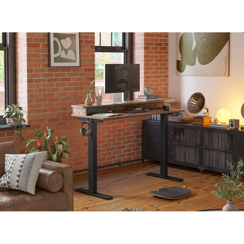 Bureau pour travailler debout à hauteur réglable, Brun rustique / noir, H 47,24 po x l 40 po x P 23,63 po