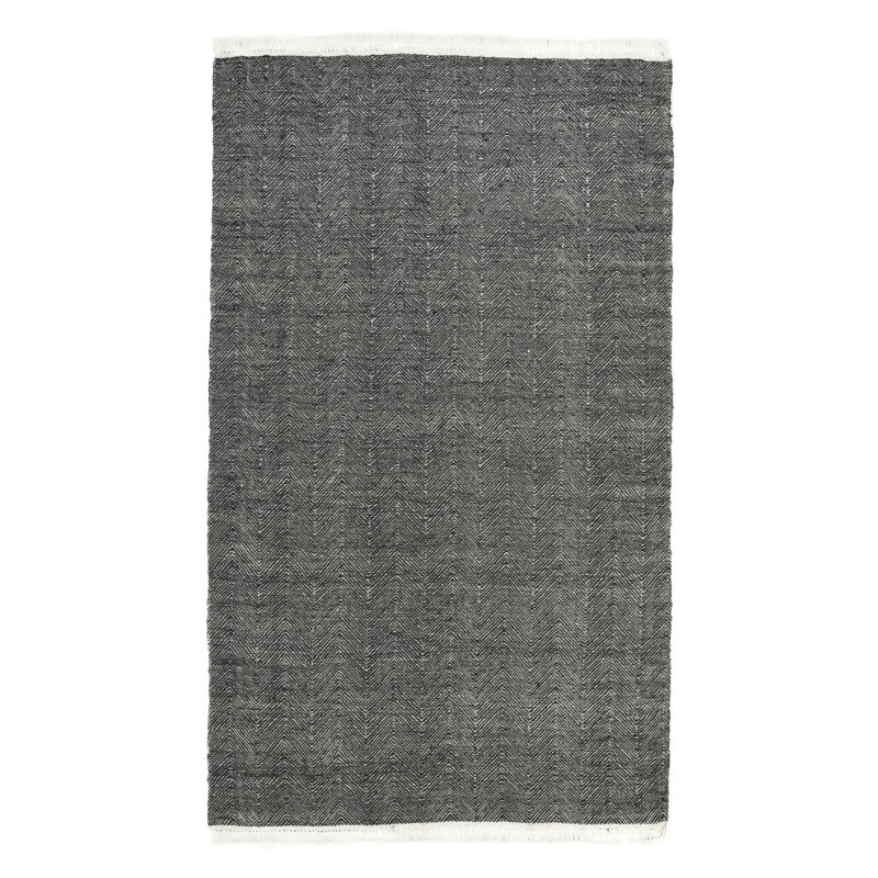 Tapis gris foncé tissé à plat à la main Fredrikk, Rectangle de 5 pi x 8 pi