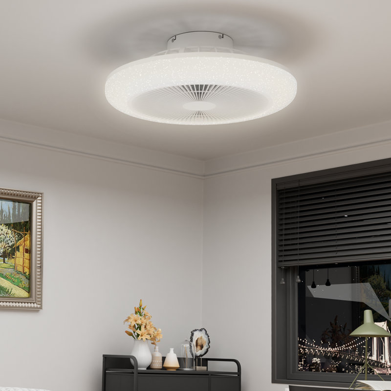 Alzata 18" Low Profile Ceiling Fan with LED Lights Remote Control 3 Color Dimmable 6 Speeds Reversible Blades Bluetooth Speaker for Bedroom Living Room