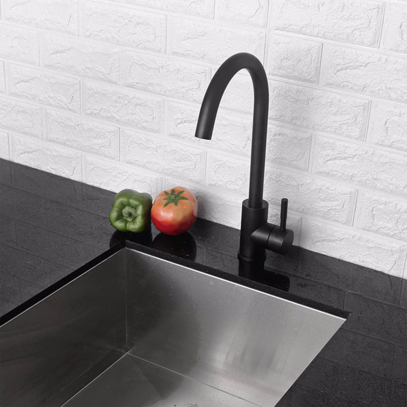 Robinet d'évier de cuisine à poignée simple, Noir mat