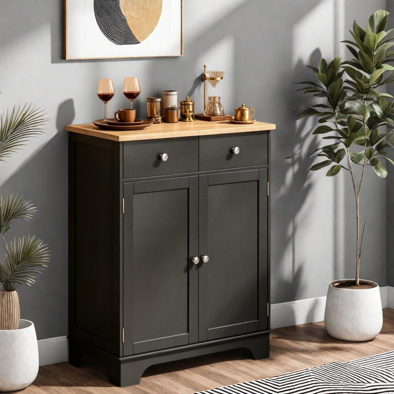Buffets et rangement peu encombrants avec rangement, armoire en bois de 26,8 pouces, cuisine moderne