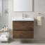 Meuble-lavabo suspendu de 61 cm (24 po) en mélamine en bois avec lavabo intégré en résine, armoire de salle de bain en palissandre avec tiroirs à fermeture douce et poignées effacées-645627737-674649797