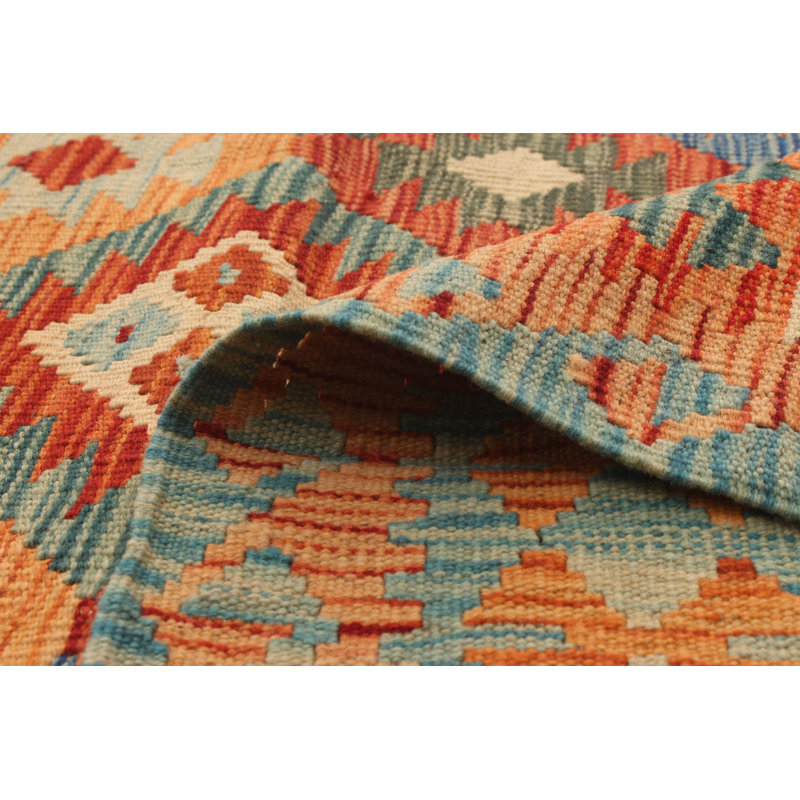 Tapis décoratif en laine de conception unique 4 pi 5 po x 5 pi 9 po noué à la main New Age