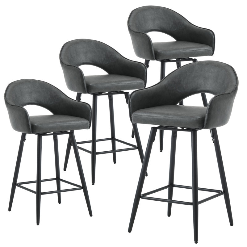 Tabouret de bar pivotant avec repose-pieds et tabouret de bar 27 po, Gris