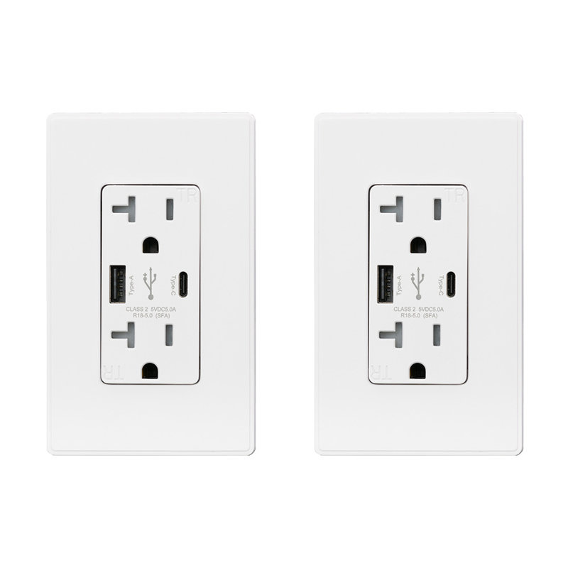 20 Tamper Resistant Duplex Outlet, 2, White