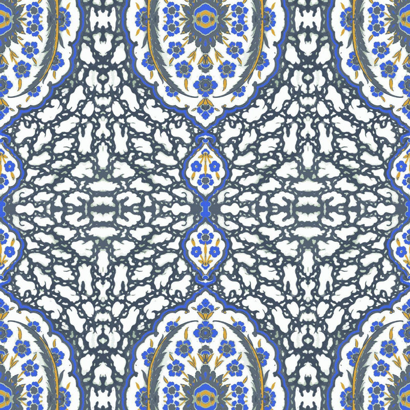 Rouleau de papier peint autocollant Nomad Ottoman Jewel 10 pi L x 24 po l, Royal, Toile de ramie synthétique