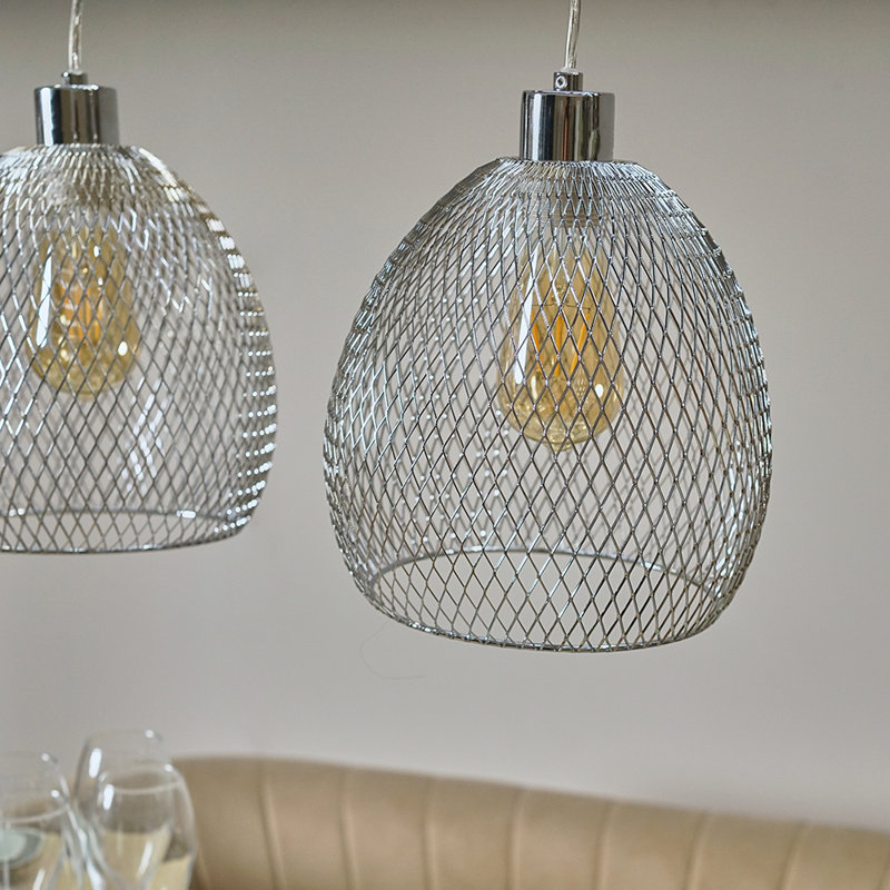 Blunt 3 - Light Kitchen Island Pendant, Brushed Chrome