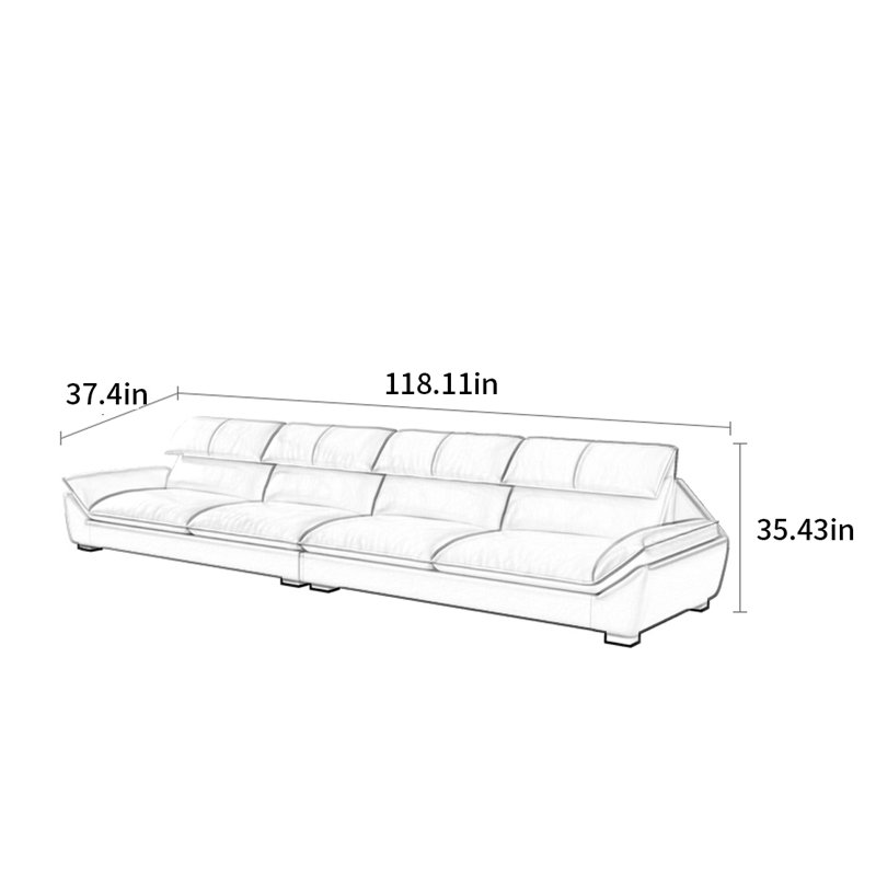 Canapé simple nordique moderne, H 35,43 po x l 118,11 po x P 37,4 po, 5