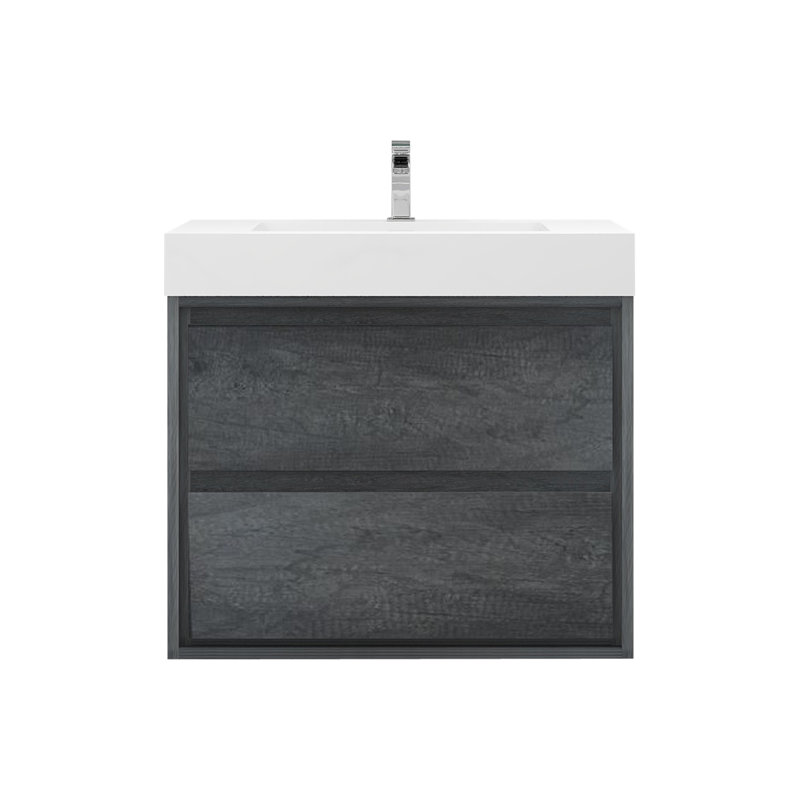 30'' Single Bathroom Vanity with Acrylic Top, Smoke Oak