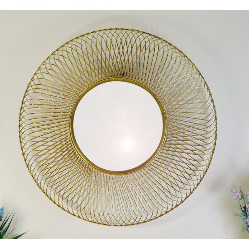 Fairweather Metal Flat Wall Mirror, Gold, 85cm H x 85cm W