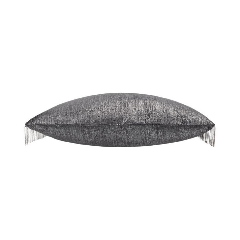 Maya Velvet Lumbar Pillow Cover & Insert, Charcoal/Silver