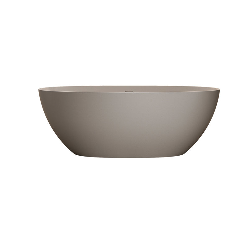 71'' Freestanding Bathtub, Beige Solid Surface, Non - Permeable, To Toiletries And Cosmetics Spacious Interior, Cosmetics, Slow Heat Loss, Smooth Finish