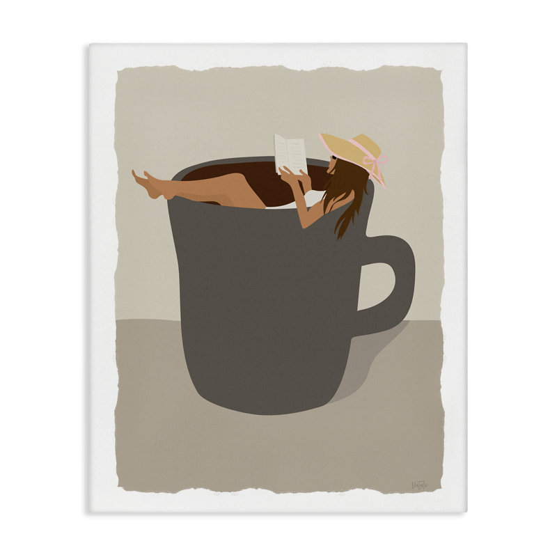 Art mural sur toile Morning Coffee & Woman, par Natalie Carpentieri, H 30 po x l 24 po