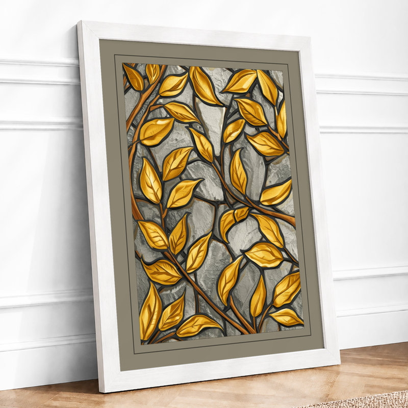 Autumn Leaves Botanical - Framed Print, A1 - 84.1 x 59.4 cm, White