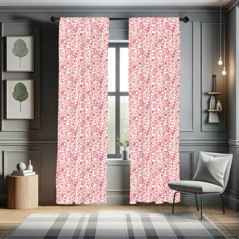 Watercolor Floral Semi-Sheer Rod Pocket Curtain Panels, 28" x 63"